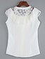 abordables Blusas y camisas de mujer-Mujer Tallas Grandes Encaje Blusa, Escote en Pico Un Color Blanco XXL / Verano