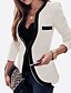 cheap Women&#039;s Blazer&amp;Suits-Women&#039;s Work Vintage Basic Plus Size Slim Blazer-Color Block V Neck