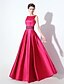 preiswerte Abendkleider-A-Linie Quadratischer Ausschnitt Boden-Länge Satin Formeller Abend Kleid mit Perlenstickerei Tasche durch Shang Shang Xi