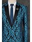 ieftine Costume-Albastru ocean Tipar Fit Croit Poliester Costum - Vârf Un singur rând, un nasture / Pană / Blană / Costume