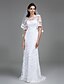 cheap Wedding Dresses-Sheath / Column Scoop Neck Floor Length Lace Made-To-Measure Wedding Dresses with Lace by LAN TING BRIDE® / See-Through