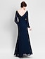 cheap Mother of the Bride Dresses-Sheath / Column Mother of the Bride Dress Open Back V Neck Floor Length Chiffon Long Sleeve No with Ruched Draping Crystal Brooch 2023