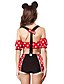 voordelige Sexy lingerie-Dames Sexy Babydoll &amp; Onderhemd Nachthemd / nachtgewaad Lingerie met kousenband Nachtkleding Polka dot Rood / Kousenbanden / jarretelles / Kanten lingerie / Bijpassende bralette / Ochtendjas