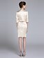 cheap Mother of the Bride Dresses-Sheath / Column Jewel Neck Knee Length Lace Over Satin Mother of the Bride Dress with Appliques / Lace by LAN TING BRIDE®