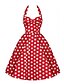 billiga Vintageklänningar-Dam A-linjeklänning Ärmlös Prickig Öppen rygg Sommar Halterneck Plusstorlekar Vintage Party Svart Röd Blå S M L XL XXL 3XL
