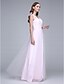Χαμηλού Κόστους Φορέματα Παρανύμφων-Ίσια Γραμμή Μακρύ Τούλι Φόρεμα Παρανύμφων με Ζώνη / Κορδέλα με LAN TING BRIDE®