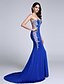 cheap Special Occasion Dresses-Mermaid / Trumpet Elegant &amp; Luxurious Beaded &amp; Sequin Formal Evening Dress Sweetheart Neckline Sleeveless Court Train Jersey with Crystals 2021