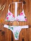 cheap Women&#039;s Swimwear-Women&#039;s Swimwear Bikini Swimsuit Print Floral White Black Rosy Pink Halter Neck Bathing Suits