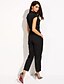 cheap Women&#039;s Jumpsuits-Women&#039;s Jumpsuit Solid Colored V Neck Work Weekend Slim Slim Short Sleeve Black Royal Blue S M L Summer / Plus Size