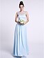 cheap Bridesmaid Dresses-Sheath / Column Bateau Neck Ankle Length Chiffon / Lace Bridesmaid Dress with Lace by LAN TING BRIDE® / See Through