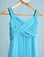 cheap Junior Bridesmaid Dresses-Mermaid / Trumpet Straps Floor Length Chiffon Junior Bridesmaid Dress with Criss Cross