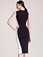 cheap Women&#039;s Dresses-Women&#039;s Work Simple Sheath Dress - Color Block Crew Neck