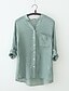 preiswerte Blusen und Hemden für Damen-Damen Solide Baumwolle Bluse, V-Ausschnitt Grün / Sommer