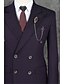cheap Suits-Purple Stripes Slim Fit Polyester Suit - Slim Notch Double Breasted Two-buttons / Suits