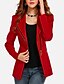 preiswerte Blazer für Damen-Damen Alltag Retro Frühling / Herbst Übergrössen Standard Jacke, Solide V-Ausschnitt Langarm Schwarz / Wein L / XL / XXL