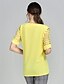 tanie Oferujemy topy w dużych rozmiarach-Damskie Bluzka Solidne kolory Łódeczka Żółty Puszysta Codzienny Weekend Z wycięciem Odzież Moda miejska / Lato / Krótki rękaw