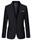 preiswerte Anzüge-Schwarz Solide Reguläre Passform Baumwollmischung Anzug - Fallendes Revers Einreiher - 1 Knopf / Anzüge