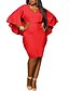 cheap Plus Size Dresses-Women&#039;s Flare Sleeve Plus Size Daily Batwing Sleeve Slim Bodycon Loose Dress - Solid Colored Red, Backless Black Red Blue XL XXL XXXL