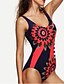 cheap Women&#039;s Swimwear &amp; Bikinis-Women&#039;s Swimwear Bikini Swimsuit Print Red Halter Neck Bathing Suits Floral