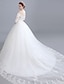 זול שמלות כלה-נשף סירה מתחת לכתפיים שובל כנסייה (צ&#039;אפל) תחרה / סאטן / טול שמלות חתונה עם תחרה על ידי LAN TING BRIDE®
