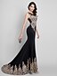 cheap Special Occasion Dresses-Mermaid / Trumpet Illusion Neck Sweep / Brush Train Spandex Formal Evening Dress with Crystals by TS Couture®