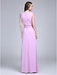 cheap Bridesmaid Dresses-Sheath / Column Bridesmaid Dress Cowl Neck Sleeveless Elegant Floor Length Chiffon with Sash / Ribbon / Ruched