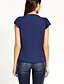 abordables Chemises Pour Femme-Chemisier Aux femmes,Couleur Pleine Sortie Sexy / Chic de Rue Eté Manches Courtes Col en V Bleu Polyester Fin