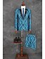 ieftine Costume-Albastru ocean Tipar Fit Croit Poliester Costum - Vârf Un singur rând, un nasture / Pană / Blană / Costume
