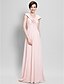 cheap Mother of the Bride Dresses-Sheath / Column Mother of the Bride Dress Floral V Neck Floor Length Chiffon Sleeveless with Criss Cross Flower 2022