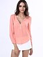 voordelige Damesblouses en -shirts-Dames Blouse Overhemd Effen Diepe V-hals Wijn Wit Zwart Groen Geel Lange mouw Grote maten Weekend Tops Casual / Winter