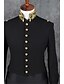 preiswerte Anzüge-Schwarz Solide Weite Passform Polyester Anzug - Mandarinkragen Einreiher - Mehr Knöpfe / Anzüge
