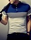 baratos Camisas &amp; Regatas para Homem-Homens Listrado Camiseta - Algodão Casual Trabalho Tamanhos Grandes Vinho / Branco / Azul / Cinzento / Manga Curta