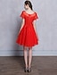 זול שמלות קוקטייל-גזרת A סקופ צוואר באורך  הברך טול מסיבת קוקטייל שמלה עם אפליקציות על ידי