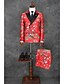 cheap Suits-Red Pattern Slim Fit Polyester Suit - Slim Notch Double Breasted Two-buttons / Pattern / Print / Suits