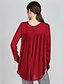 cheap Women&#039;s Tops-Women&#039;s Daily Weekend Street chic Plus Size Loose Blouse - Solid Colored Pleated Crew Neck Wine / Fall