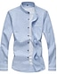זול חולצות קז&#039;ואל לגברים-בגדי ריקוד גברים חולצה אחיד צווארון עומד(סיני) לבן כחול כהה אפור כהה כחול כחול בהיר שרוול ארוך מידות גדולות יומי עבודה צמרות כותנה