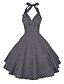 cheap Women&#039;s Dresses-Women&#039;s Lace up Party Vintage Skater Dress - Polka Dot Halter Neck Cotton Black White Red S M L XL