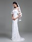 cheap Wedding Dresses-Sheath / Column Scoop Neck Floor Length Lace Made-To-Measure Wedding Dresses with Lace by LAN TING BRIDE® / See-Through