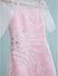 cheap Junior Bridesmaid Dresses-Sheath / Column Jewel Neck Knee Length Lace Junior Bridesmaid Dress with Beading