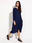 cheap Women&#039;s Dresses-Women&#039;s Casual Cotton Loose / Swing Dress - Solid Colored Asymmetrical V Neck