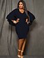 cheap Plus Size Dresses-Women&#039;s Flare Sleeve Plus Size Daily Batwing Sleeve Slim Bodycon Loose Dress - Solid Colored Red, Backless Black Red Blue XL XXL XXXL