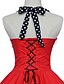 cheap Vintage Dresses-Women&#039;s Lace up Party Vintage A Line Dress - Polka Dot Solid Colored Backless Pleated Halter Neck All Seasons Cotton Black Red S M L XL