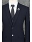 abordables Costumes Homme-Bleu Marine Rayure Coupe Standard Polyester Costume - Cranté Droit 2 boutons