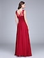 cheap Bridesmaid Dresses-Sheath / Column Scoop Neck Floor Length Chiffon Bridesmaid Dress with Appliques / Lace Insert by LAN TING BRIDE® / Open Back