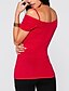 economico T-Shirt da donna-Per donna Tinta unita A pieghe Incrociato T-shirt - Cotone Moda città Per uscire Con bretelline Rosso / Blu