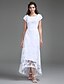 cheap Wedding Dresses-Sheath / Column Wedding Dresses Asymmetrical All Over Lace Cap Sleeve Casual Little White Dress with Lace 2021