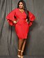 cheap Plus Size Dresses-Women&#039;s Flare Sleeve Plus Size Daily Batwing Sleeve Slim Bodycon Loose Dress - Solid Colored Red, Backless Black Red Blue XL XXL XXXL