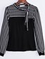 cheap Plus Size Tops-Women&#039;s Blouse Striped Plus Size Bow Long Sleeve Weekend Tops Basic Stand Collar Light Yellow Wine Red / Lantern Sleeve