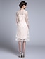 preiswerte Kleider für die Brautmutter-Etui-/Säulen-Juwelenausschnitt, knielang, Chiffon/Spitze, 3/4-Ärmel, wandelbares Kleid, Kleid für die Brautmutter mit Spitze 2020