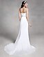cheap Wedding Dresses-Wedding Dresses Sheath / Column One Shoulder Sleeveless Court Train Satin Bridal Gowns With Beading 2023